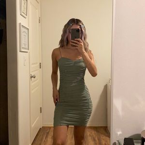 sage green mesh dress